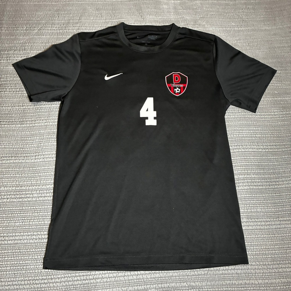 Nike‎ Dri-FIT Soccer Jersey Mens Medium Black D Vikings Soccer Club Shirt #4